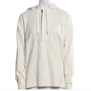 La Ligne Super Half Zip Hoodie Sweatshirt White Size XS